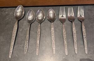 Antigua Grand Prix Stainless Steel Flatware Lot of 7 spoons and forks